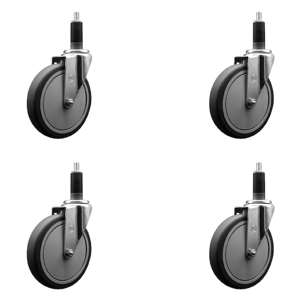 Service Caster 6'' Thermoplastic Rubber Wheel Swivel 1-1/8'' Expanding Stem Caster Set, 4PK SCC-EX20S614-TPRB-118-4 - main